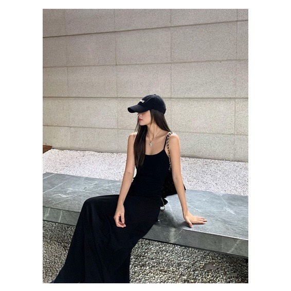 Đầm Hai Dây Maxi Nữ, Dáng Dài 2 Màu Thun Tăm Lạnh Cực Tôn Dáng