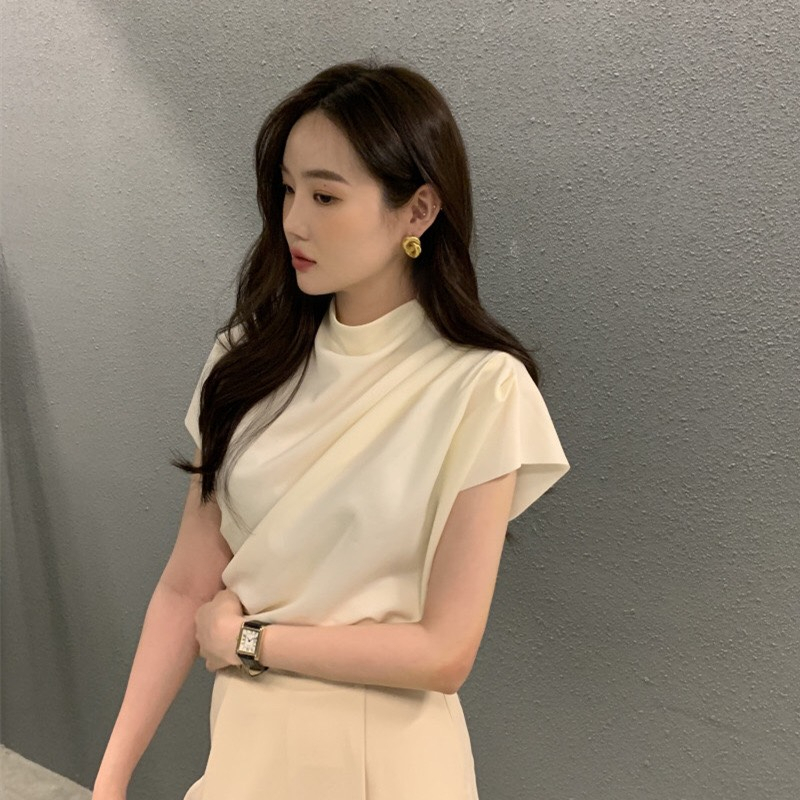 Áo Thun Cộc Tay Nhún Vai Cổ 3 Phân Siêu Xinh