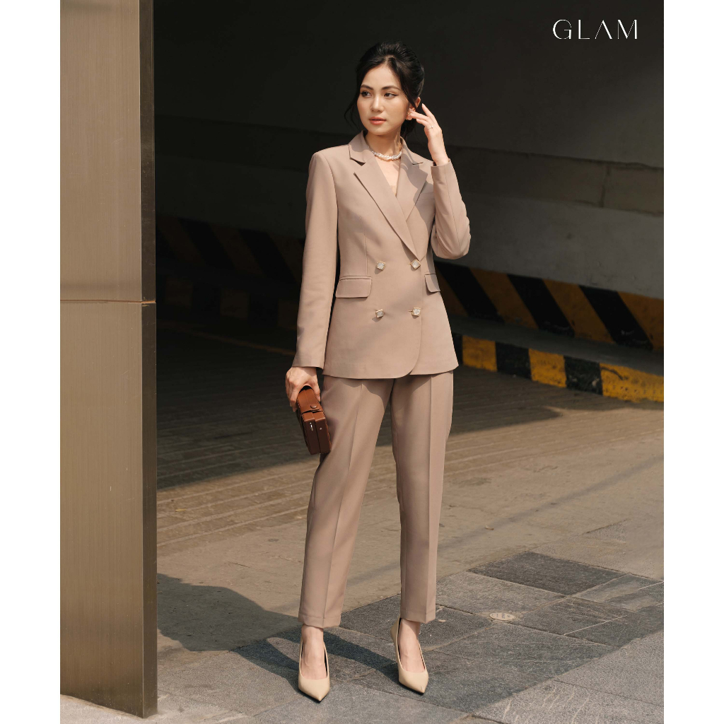Bộ áo vest quần Olivia Set Chất vải Tuýt xi Hàn mềm mại, dễ chịu