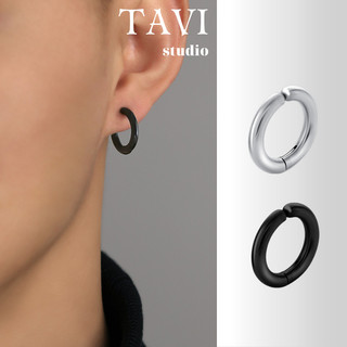 Bông Tai Nam Khuyên Tai Tròn Kẹp Không Cần Bấm Lỗ Bằng Thép Titan Không Gỉ Thời Trang Tavi Studio Cao Cấp