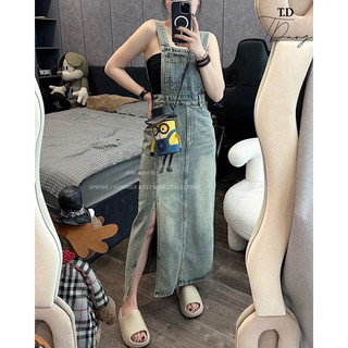Yếm Váy Jean Xẻ Vạt Lệch KAB
