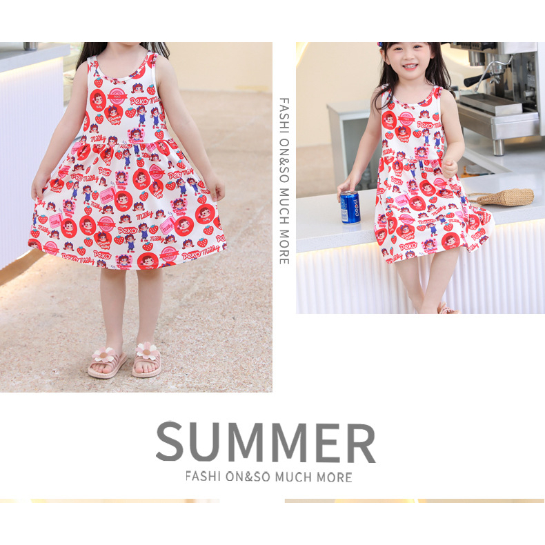 Váy cho bé gái vải cotton mềm, Đầm hai dây họa tiết xinh xắn, dễ mặc có size cho bé lớn