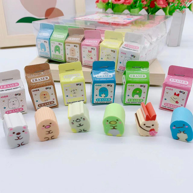 Hộp gôm tẩy dáng hộp sữa hình Thú cute - ChanBe Store