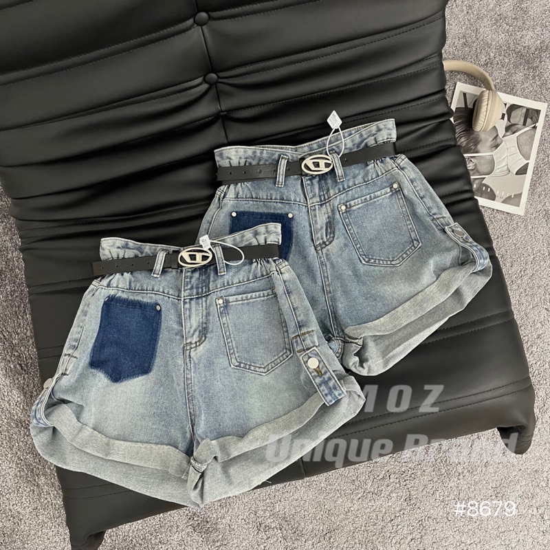 Quần Short jeans nữ ống gấp túi pha siêu xinh + tặng kèm đai hàng QC loại 1 ảnh thật - hàng có sẵn