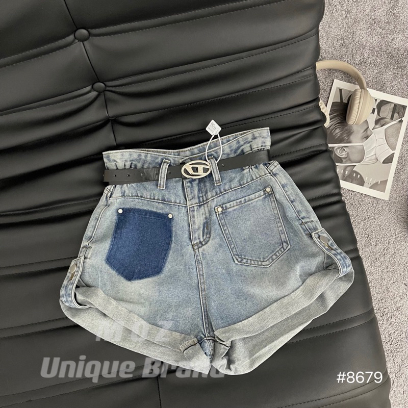 Quần Short jeans nữ ống gấp túi pha siêu xinh + tặng kèm đai hàng QC loại 1 ảnh thật - hàng có sẵn