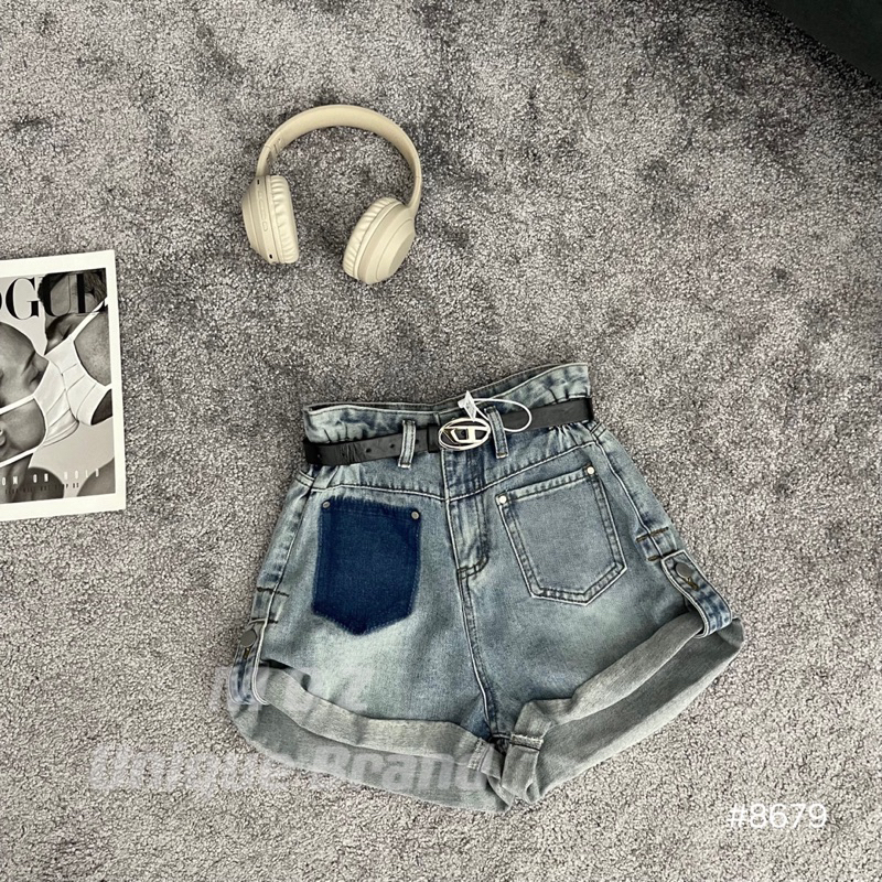 Quần Short jeans nữ ống gấp túi pha siêu xinh + tặng kèm đai hàng QC loại 1 ảnh thật - hàng có sẵn