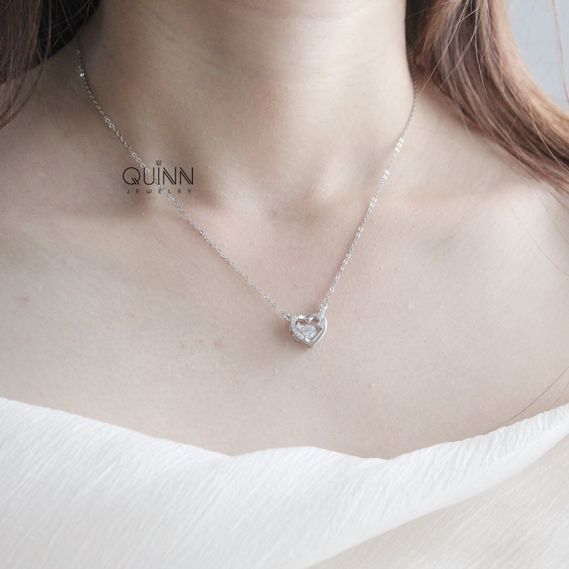 Dây chuyền bạc nữ Sweetheart, dây chuyền tim đính đá bạc 925 Quinn Jewelry