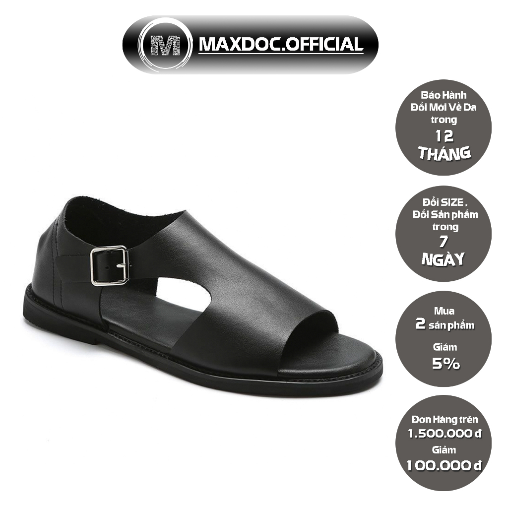 Dép Quai Hậu SD60 MAXDOC Dép Xăng Đan Nam Cao Cấp Chất Liệu Da Bò Đế Cao Su Đúc, Dép Nam Kiểu Dáng Độc Lạ