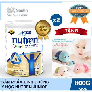 Combo 2 lon sữa bột nutren junior 800g tặng bộ 3 con rùa bơi nước cho bé