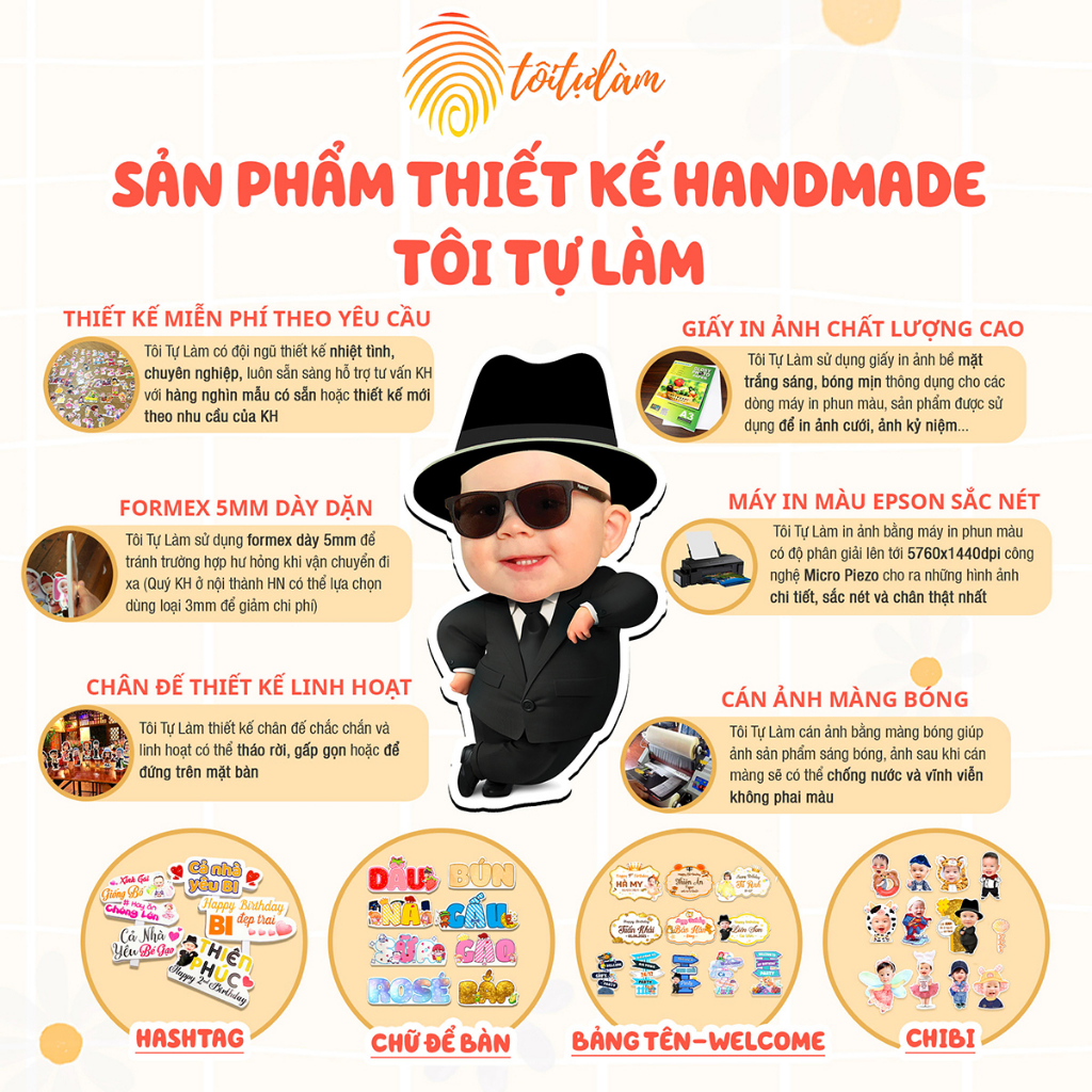 Chibi gia đình Toitulam trang trí sinh nhật thôi nôi đầy tháng cho bé