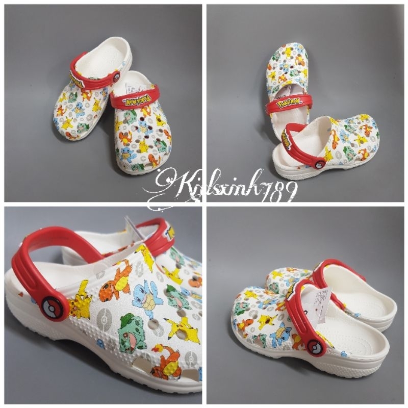 Dép Sục Crocs Pokemon. Sản Phẩm Cao Cấp, Nhựa Không Mùi . Trống Trơn Trượt. Đi Êm Chân.