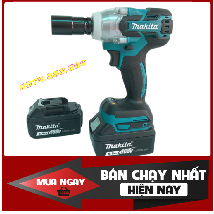 Máy siết bulong MAKITA dùng pin 199V Không chổi than cầm tay- Pin 10 Cell bắn vít mở ốc khoan tường , Pin khỏe