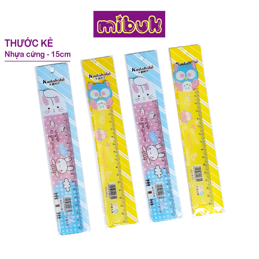 Thước kẻ nhựa 15cm hình con thỏ/con cú