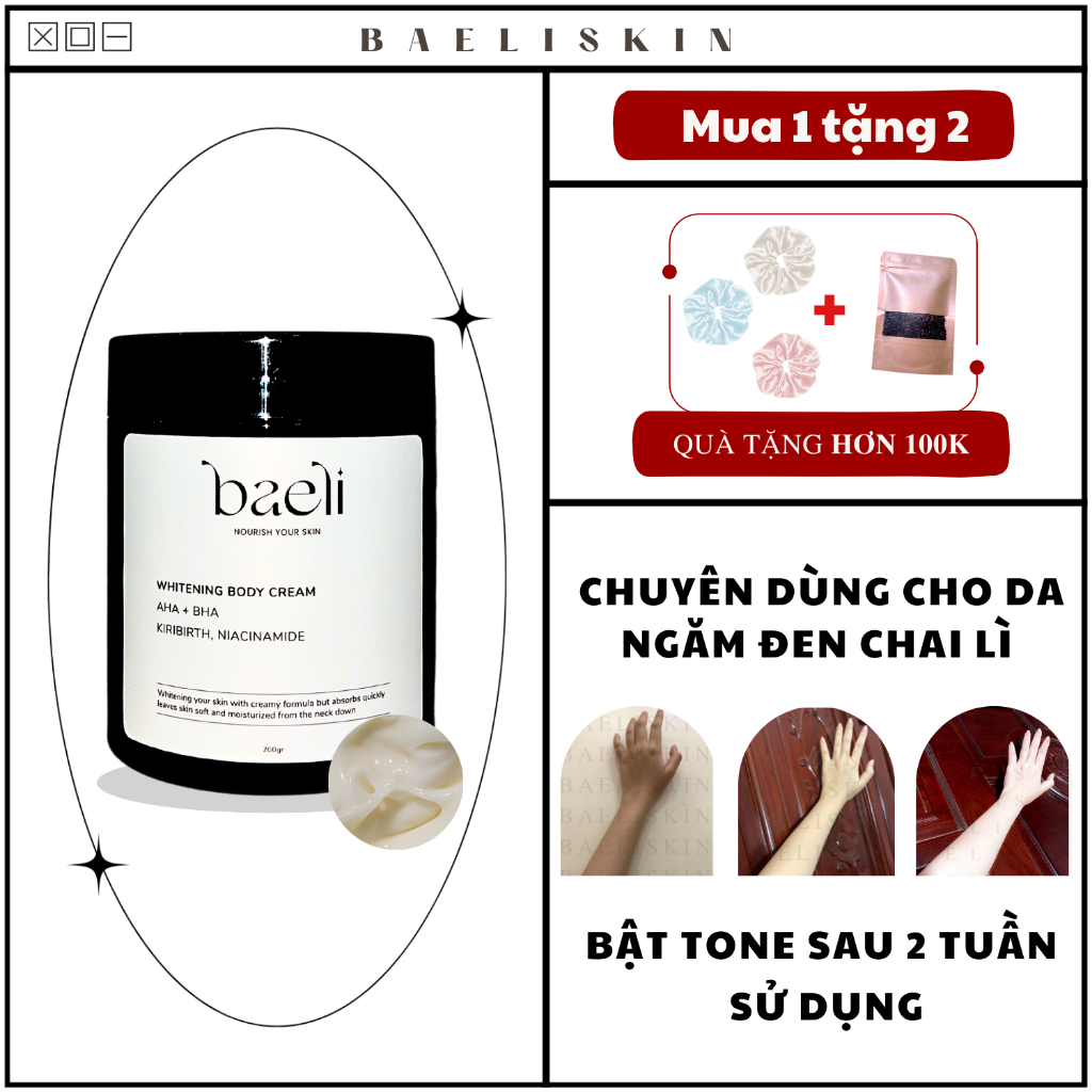 Kem Body Tinh Chất Dưỡng Trắng Nhanh Sau 2 Tuần Baeli Whitening Lotion