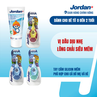 Kem đánh răng cho trẻ em 0-5 tuổi vị dâu Jordan Step 1 và 3 Bàn chải đánh răng Jordan Step 1