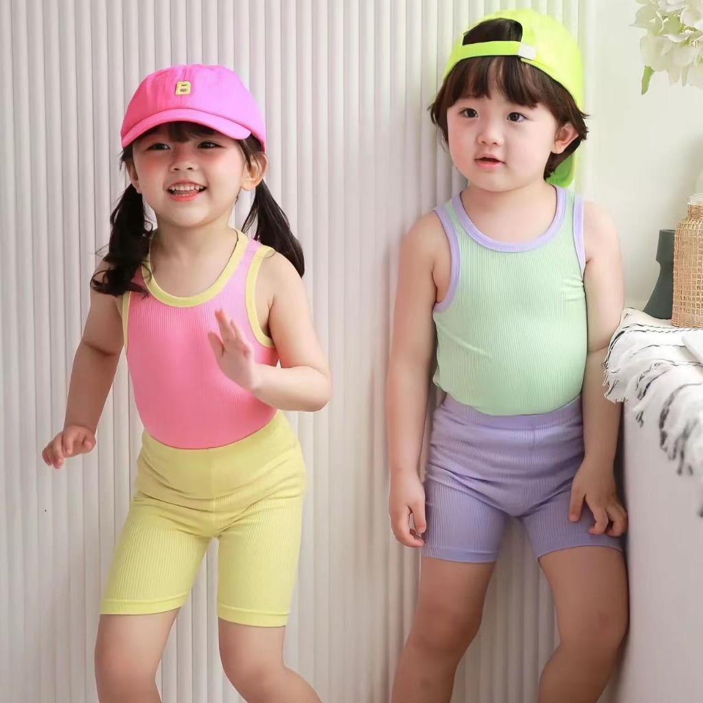 Bộ quần áo ba lỗ mùa hè phong cách Hàn Quốc phù hợp cho bé Trai và bé gái từ 8-16kg chất liệu cotton mềm rũ mát rượi