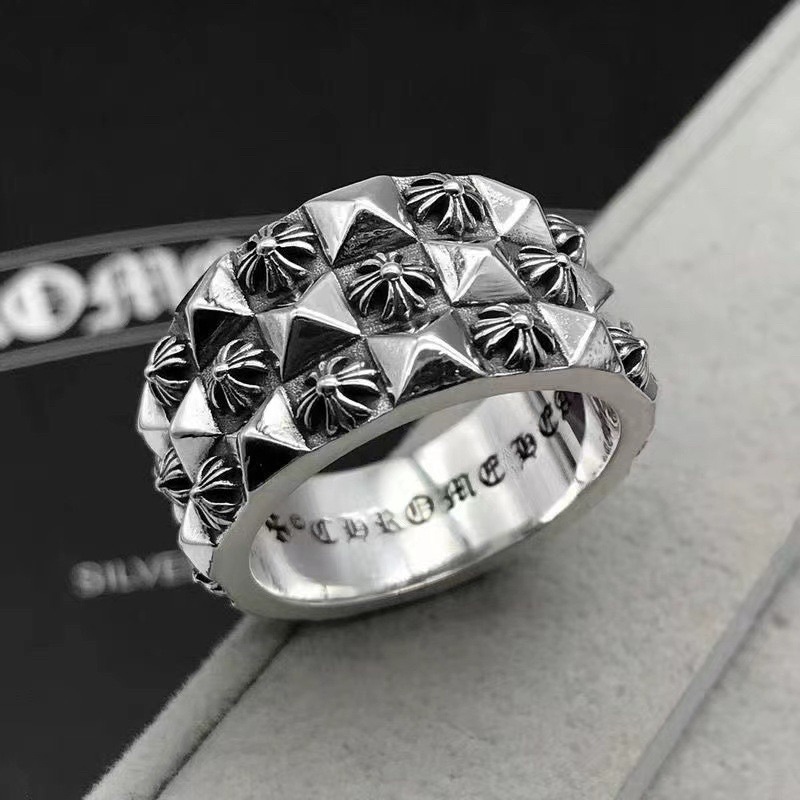 NHẪN CHROME HEART Bản Lớn Thép Titan Không Gỉ CH-182 - Nhẫn Hoạ Tiết Hoa CHROME HEART Ring CH-183