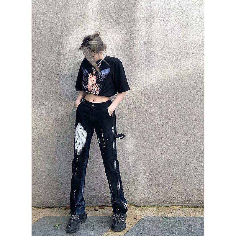 Quần Jeans ống loe hoạ tiết vẩy sơn cực chất kèm ảnh thật NewArrival 2023
