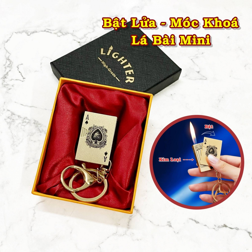 - Hột-𝙌𝙪𝙚̣𝙩-𝘽𝙖̣̂𝙩-𝙇𝙪̛̉𝙖 Móc Khóa Hình Lá Bài Kim Loại Mini