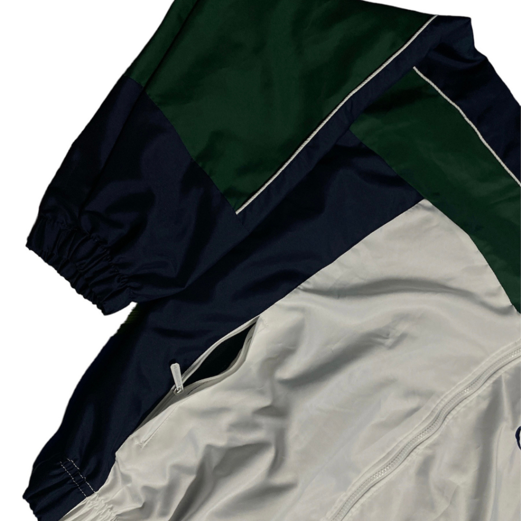 Áo Khoác Jacket Nike Vintage Xanh Viền Trắng Nam Nữ Vải Dù 2 Lớp Cao Cấp LBSAR