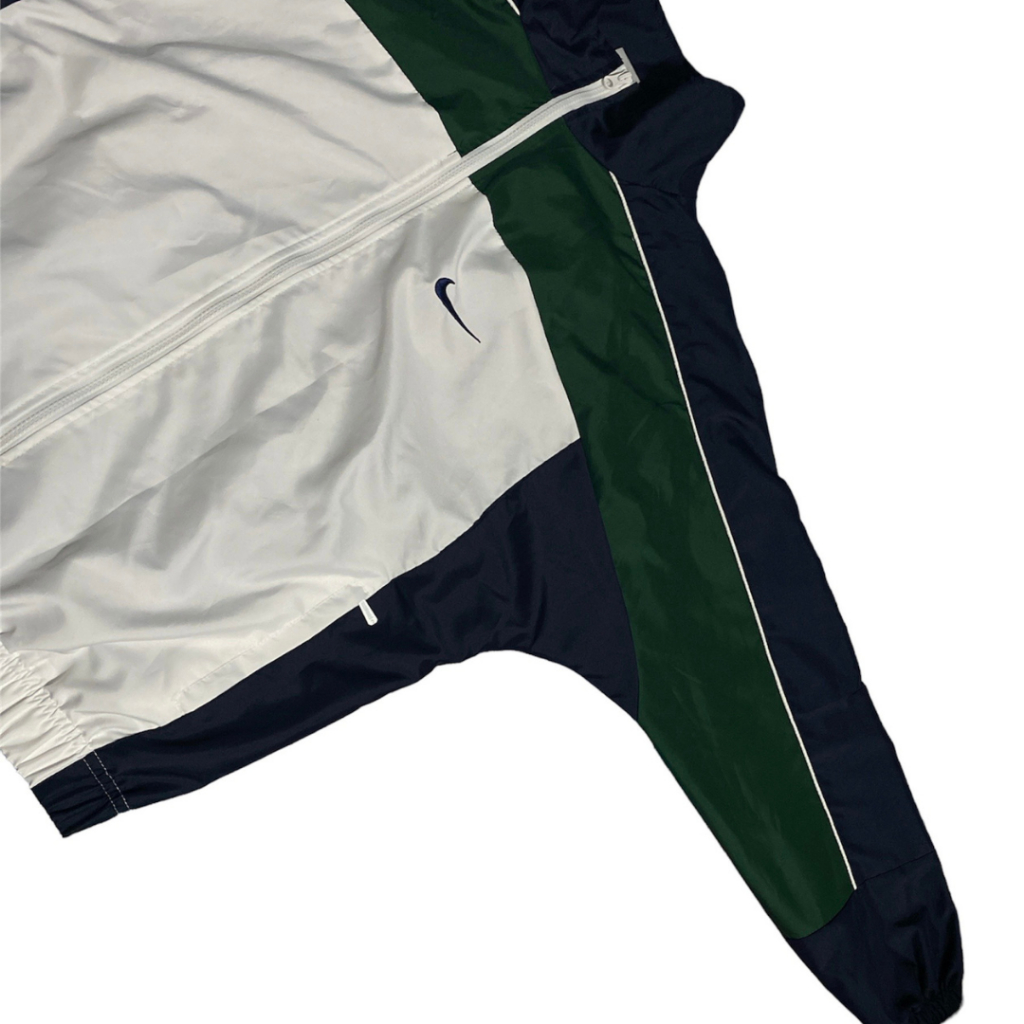 Áo Khoác Jacket Nike Vintage Xanh Viền Trắng Nam Nữ Vải Dù 2 Lớp Cao Cấp LBSAR