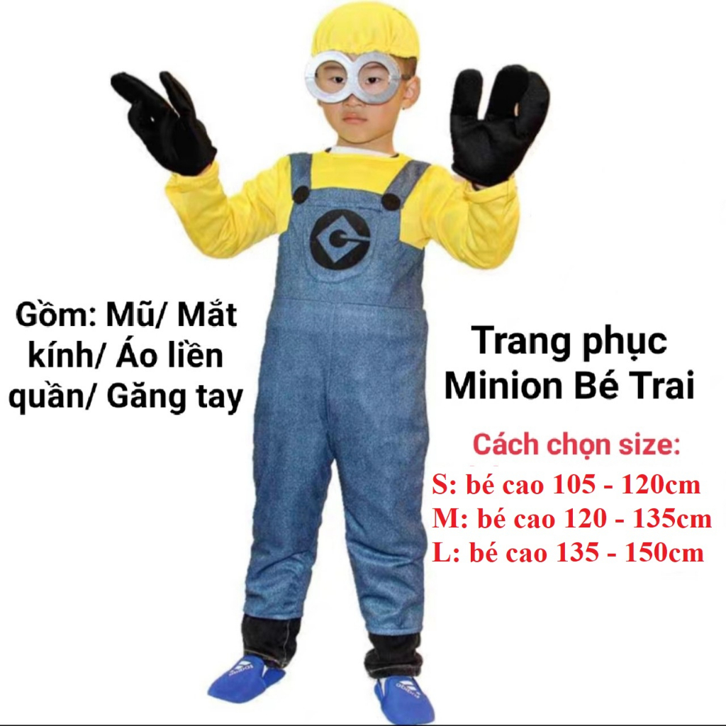 Trang phục hoá trang Minion cho trẻ em và người lớn cực kỳ dễ thương