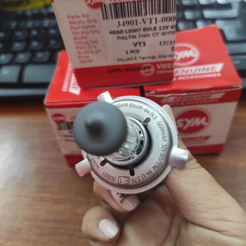 Bóng SYM 60/55W, Bóng Halogen siêu sáng cho xe ga, bóng đèn Attila, Airblade, Lead,  Vision