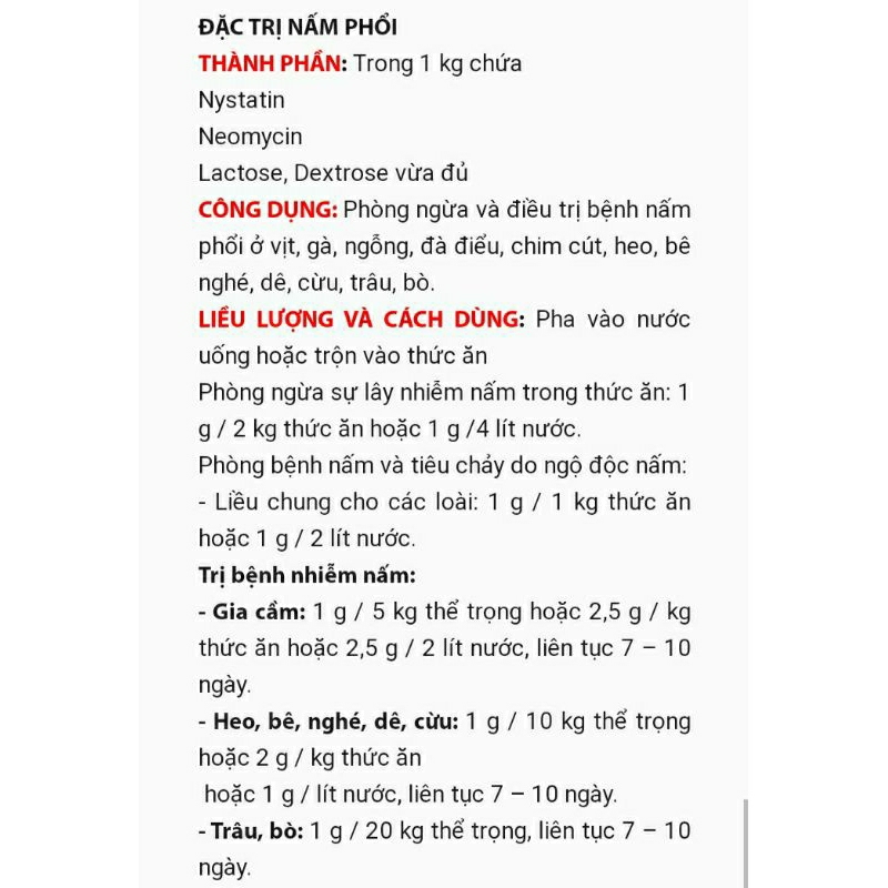 Nấm phổi Neo-Tatyn/ Neo-Nysta 1kg