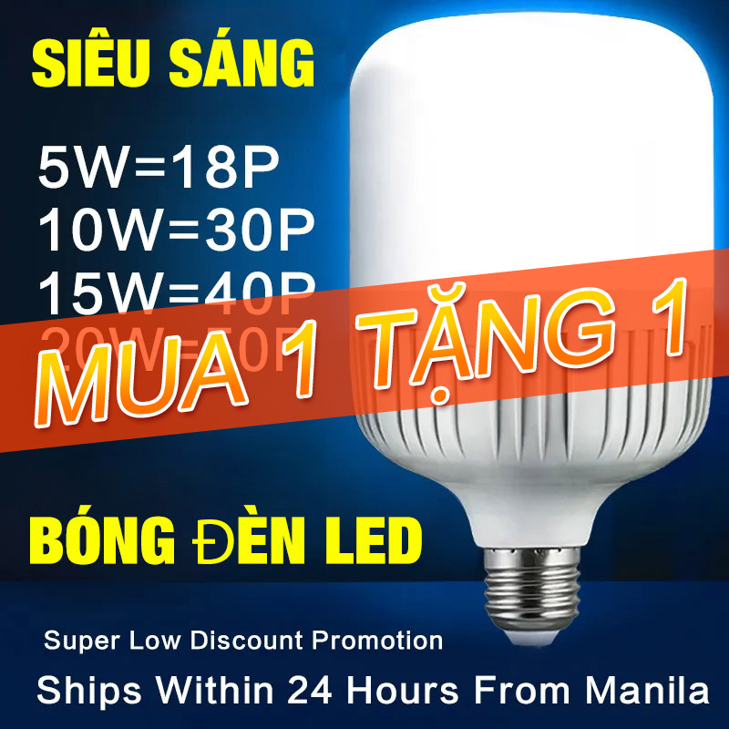 2 chiếc Bóng đèn LED 20w 15w10w 5w siêu sáng tiết kiệm điện, LED BULB trụ LINH PHI chống nước BẢO HÀNH đổi mới 12 tháng