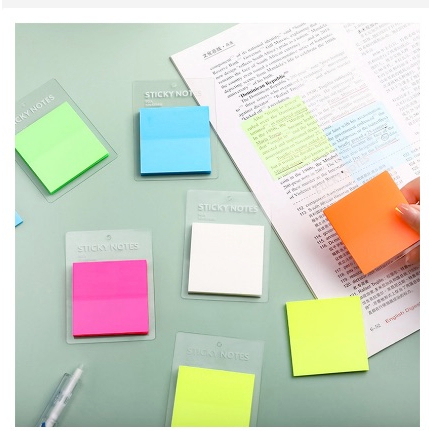 Bộ 50 tờ giấy ghi nhớ trong suốt nhiều màu,giấy note trong suốt nhiều size lựa chọn