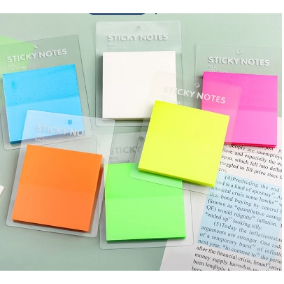 Bộ 50 tờ giấy ghi nhớ trong suốt nhiều màu,giấy note trong suốt nhiều size lựa chọn