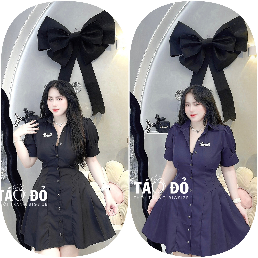 Đầm Sơ Mi Xếp Li D233 (TÁO ĐỎ BIGSIZE 55-90KG) 🍎🍎🍎