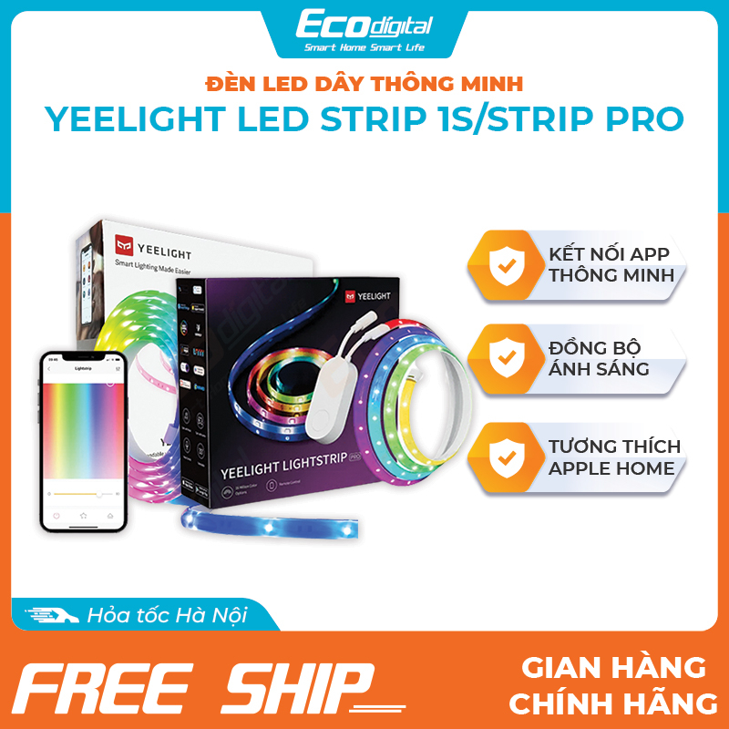 Đèn led dây trang trí phòng ngủ dán tường rgb thông minh Yeelight Lightstrip bản 1S và Pro