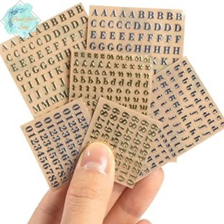 Sticker chữ và số màu vàng, bạc dùng trong thủ công, Mỹ thuật:  Resin, Jesmonite,  tranh, thiệp