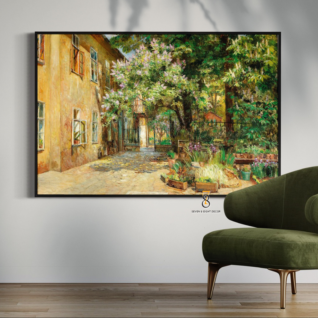 Tranh Canvas | Tranh Danh hoạ Châu Âu 1FHARTI023 | Tranh Đã Căng Khung | Tặng Kèm Đinh Đa Năng 78Decor