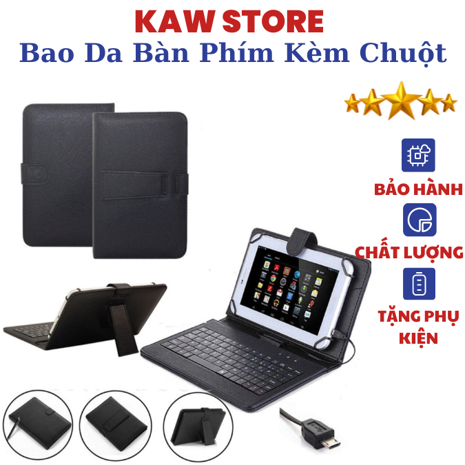 Bao da bàn phím KAW Cho Điện Thoại Kèm Chuột Nhỏ Gọn, Tiện Dụng [TẶNG CỔNG CHUYỂN ĐỔI]