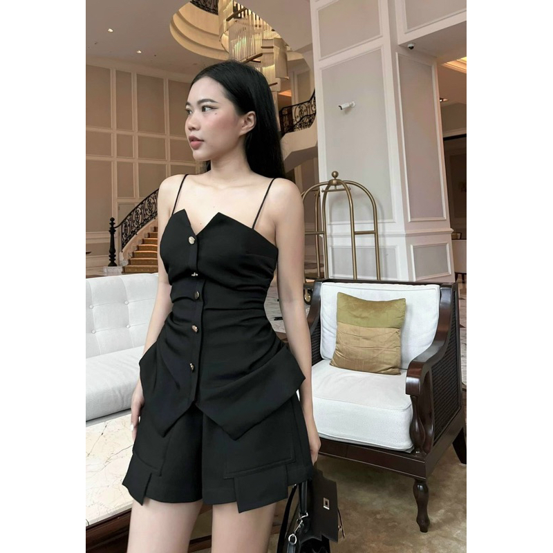 ( Ảnh thật- Ở cuối) Set 2 dây đen,trắng chiết eo, quần đùi