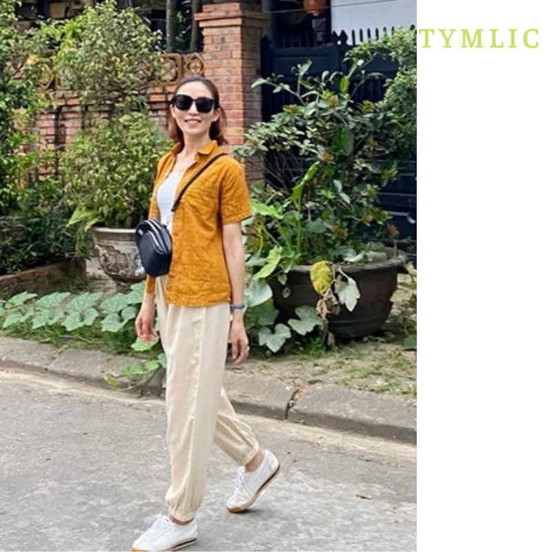 Áo Sơ Mi Xô Ngắn Tay Basic Màu Kẻ Vàng TYMLIC