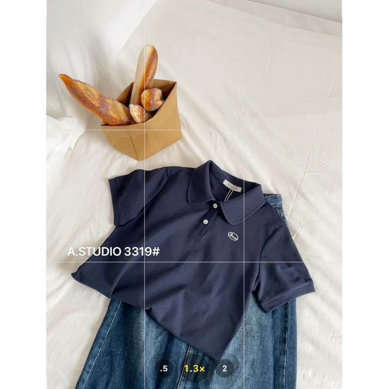 Áo polo dáng ngắn thêu logo 6 màu - mã 3319