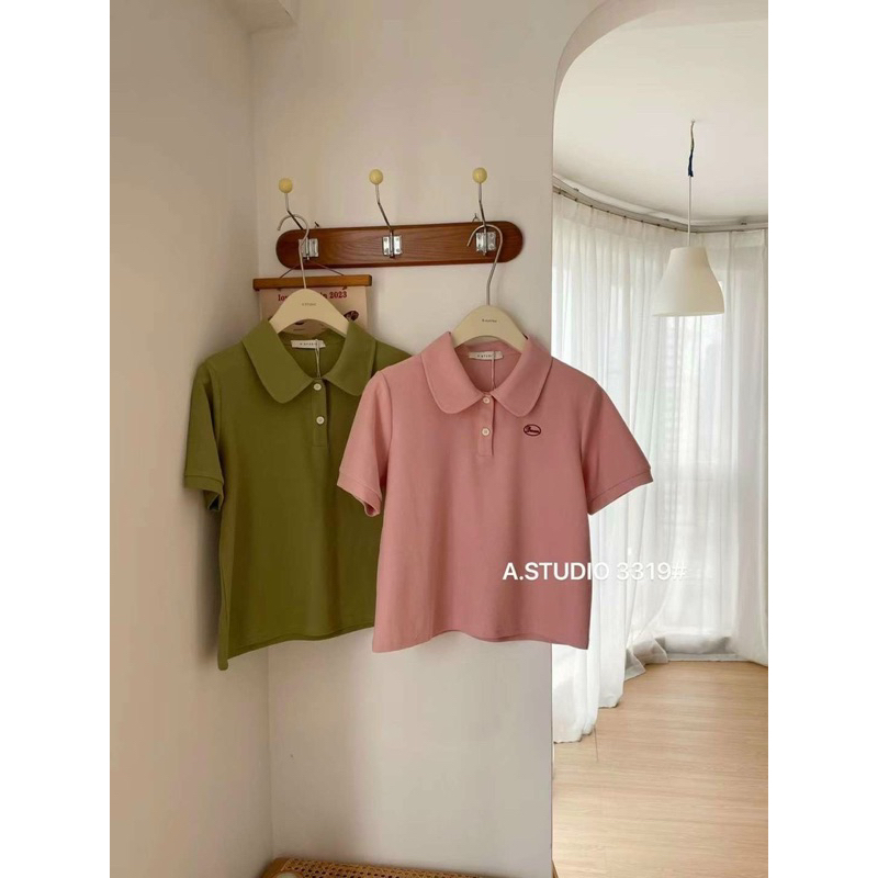 Áo polo dáng ngắn thêu logo 6 màu - mã 3319