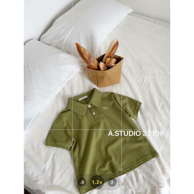 Áo polo dáng ngắn thêu logo 6 màu - mã 3319