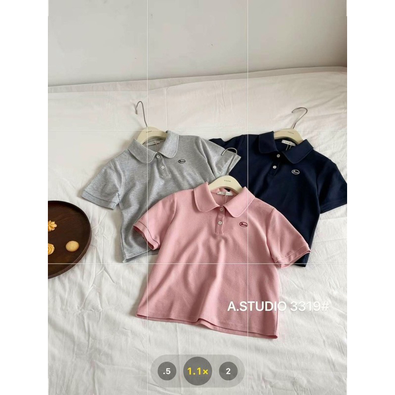 Áo polo dáng ngắn thêu logo 6 màu - mã 3319