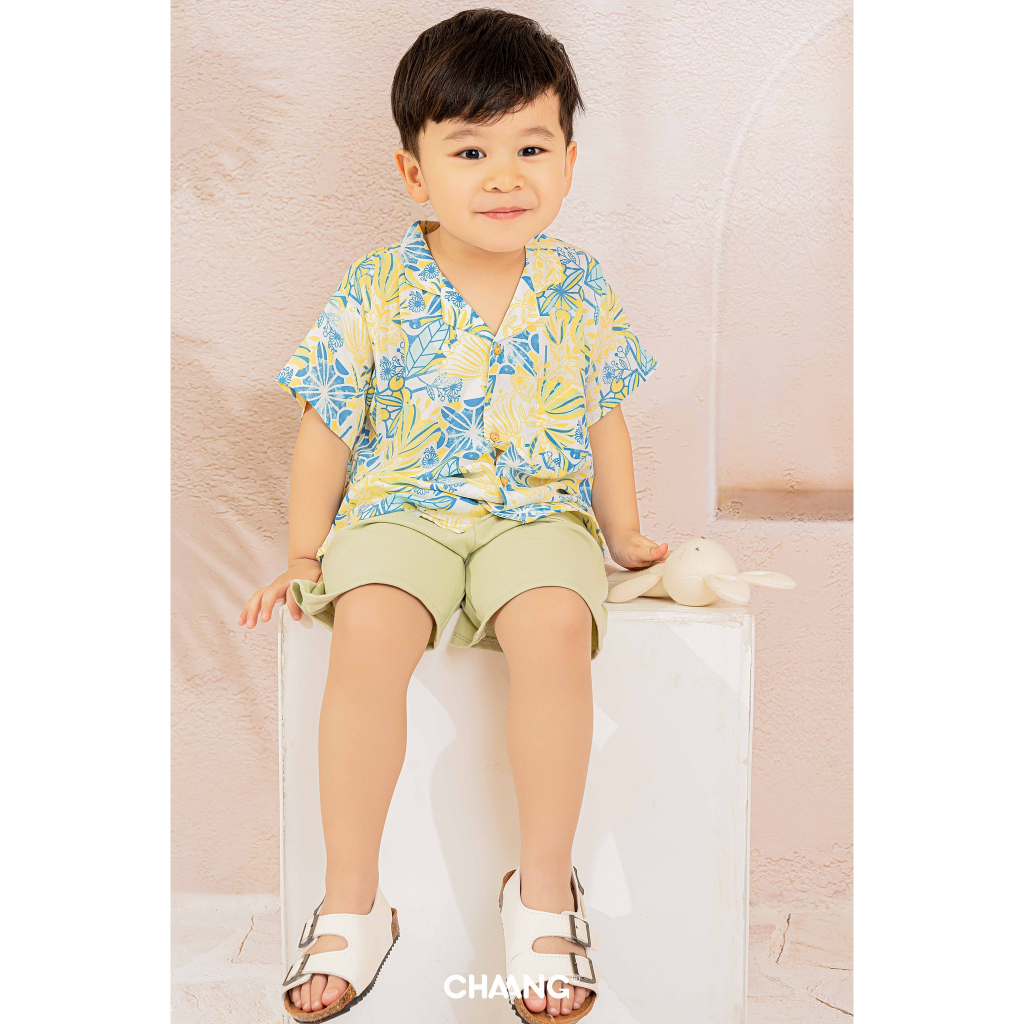 Chaang Áo sơ mi lanh cho bé trai mùa hè BOSS2023D04