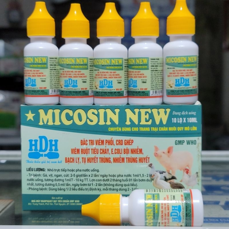 Lọ Micosin New 10ml chuyên nhỏ hen khẹc cho gà đá, chim cảnh