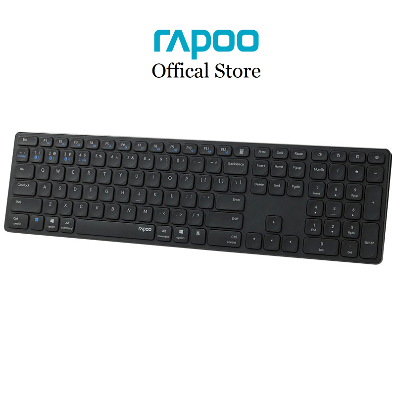 Bàn phím không dây Rapoo E9550G full size đa kết nối (Bluetooth 5.0, 3.0, USB 2.4Hz), pin sạc, hỗ trợ hotkeys