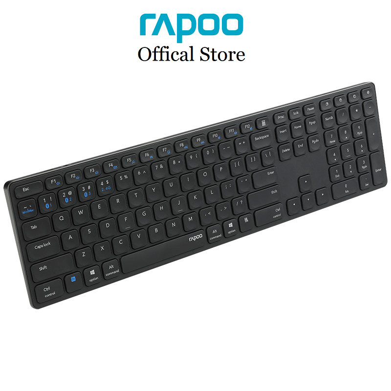 Bàn phím không dây Rapoo E9550G full size đa kết nối (Bluetooth 5.0, 3.0, USB 2.4Hz), pin sạc, hỗ trợ hotkeys