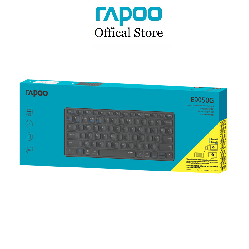 Bàn phím không dây Rapoo E9050G đa kết nối (Bluetooth 5.0/3.0/ USB 2.4Hz), pin sạc, phím hotkeys