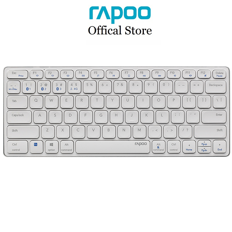 Bàn phím không dây Rapoo E9050G đa kết nối (Bluetooth 5.0/3.0/ USB 2.4Hz), pin sạc, phím hotkeys