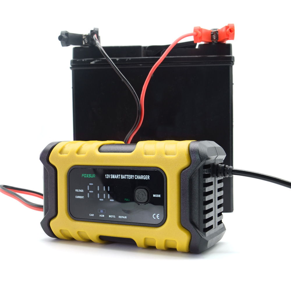 Bộ sạc ắc quy thông minh FOXSUR 12V 6A FBC1206D 4AH - 120AH khử sunfat và tự động ngắt khi đầy