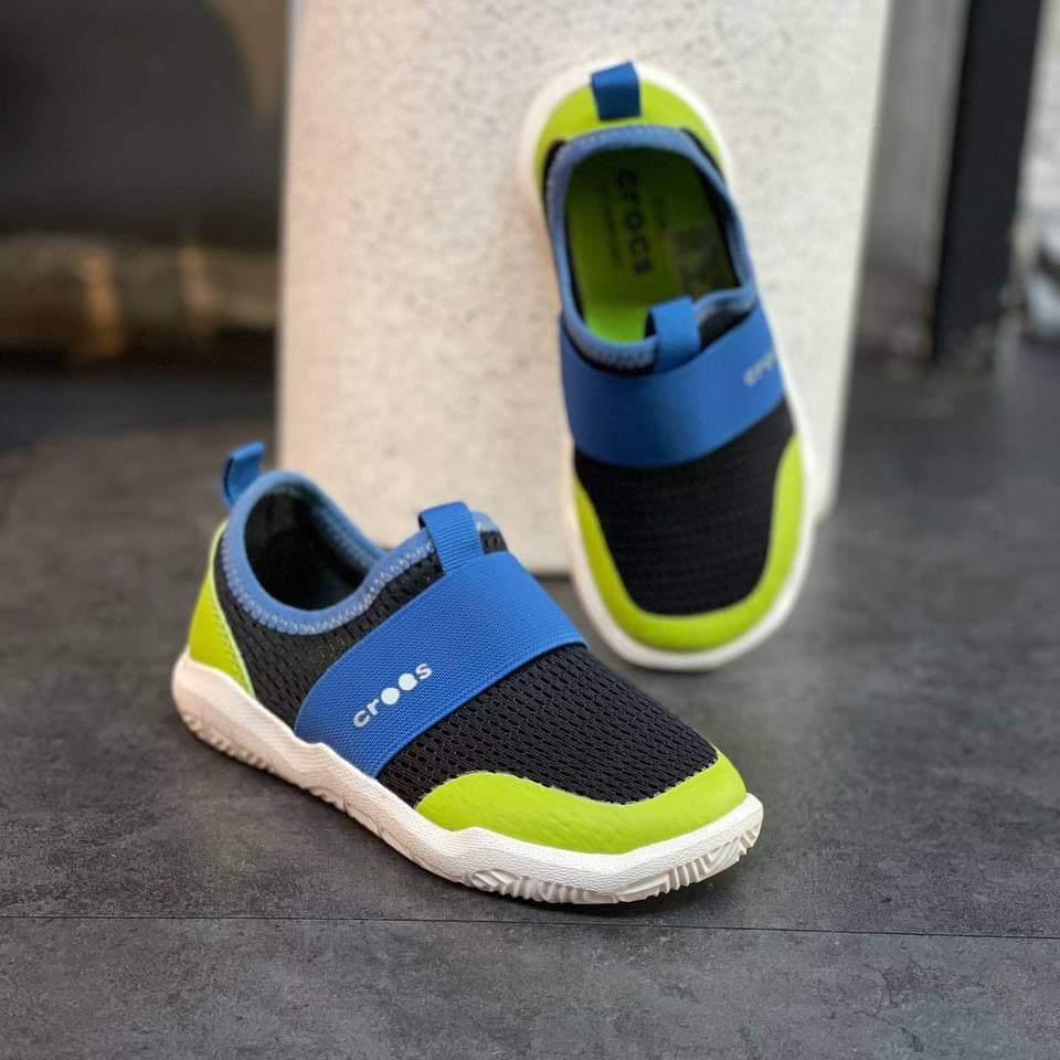 GIÀY VẢI THUN LƯỚI  TRẺ EM CROSS EASY ON  NHẸ, THOÁNG MÀU ĐEN XANH LÁ